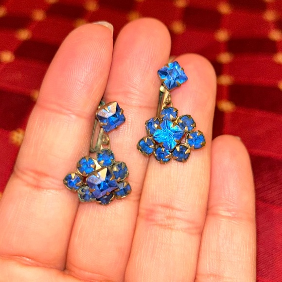 Screw Back Earrings, Screw On Earrings, Royal Blue earrings - Picture 4 of 11